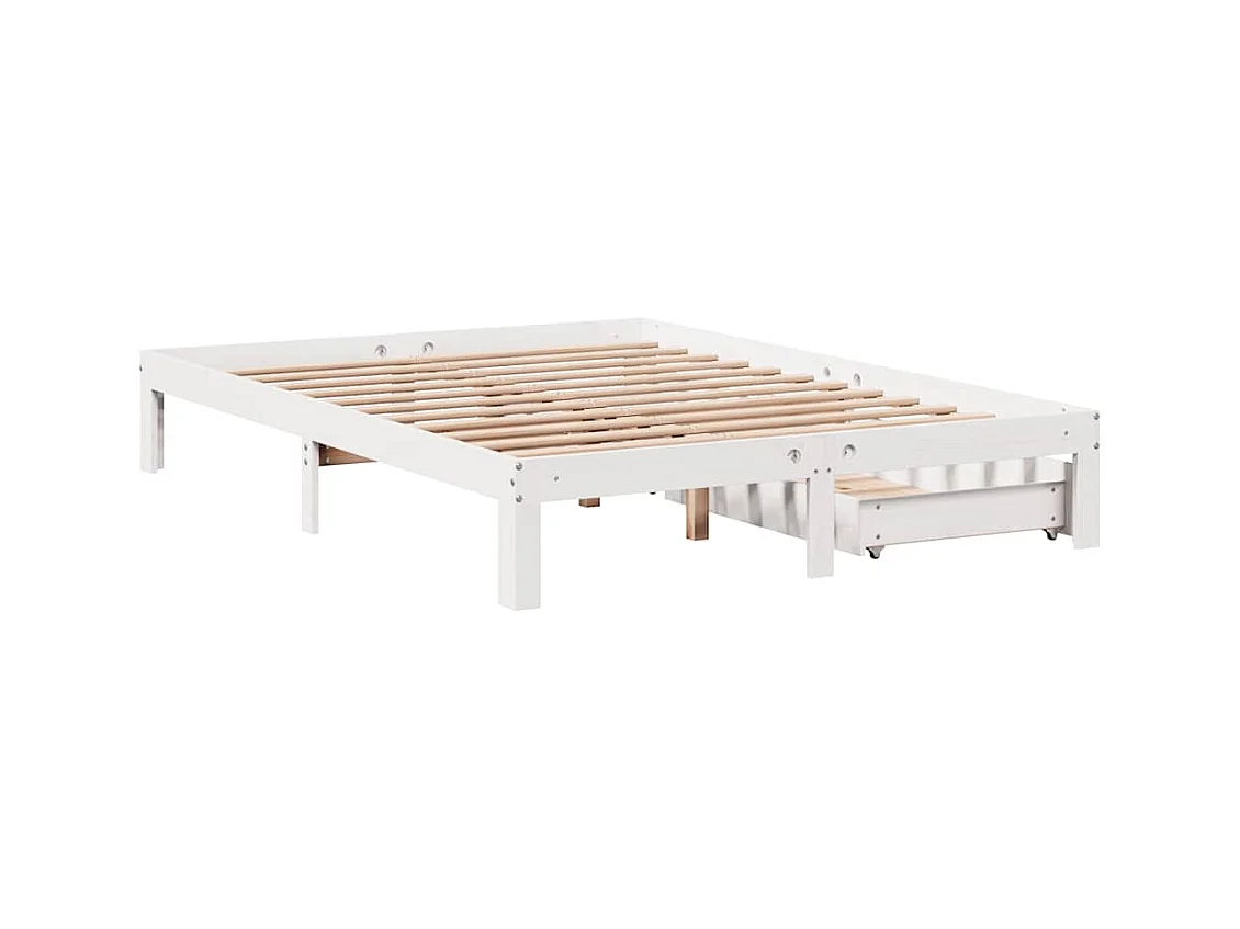Bedframe met lades zonder matras wit 150x200 cm