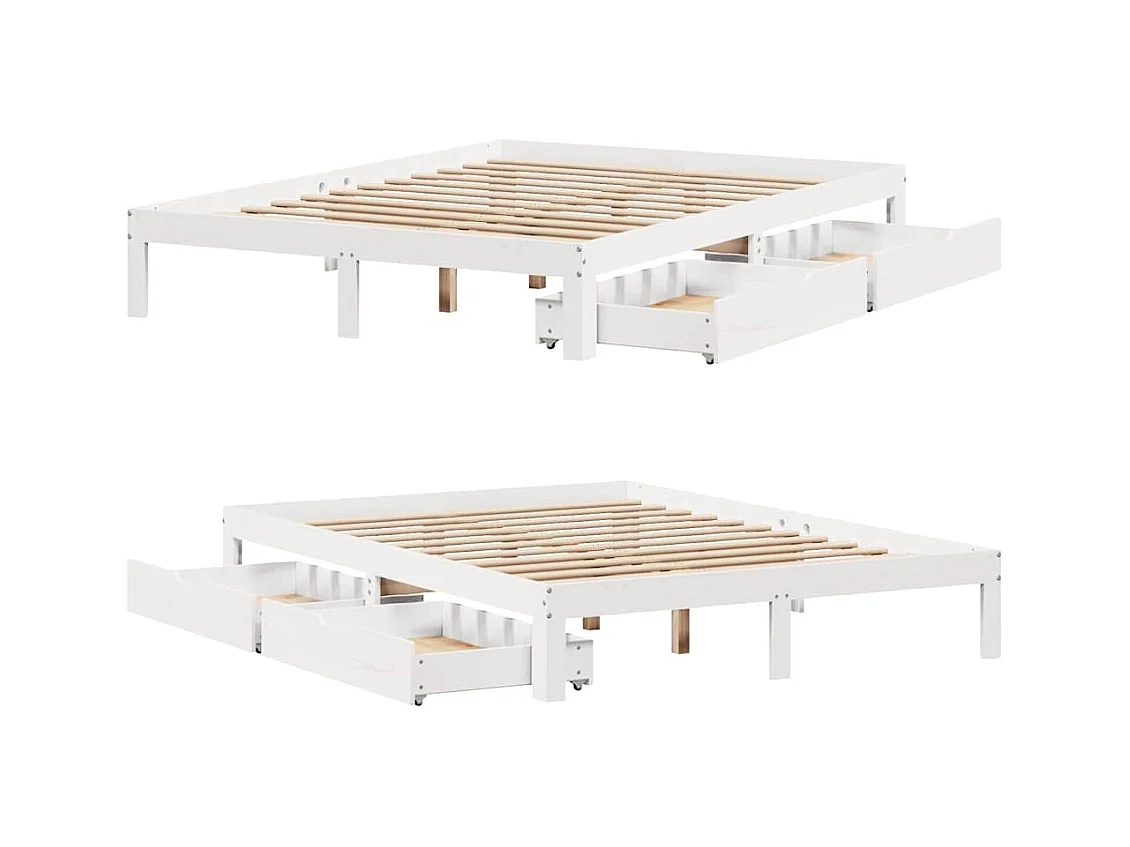 Bedframe met lades zonder matras wit 150x200 cm