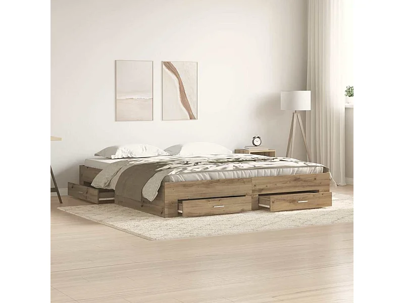 Bedframe met lades, handgemaakt eikenhout, 180 x 200 cm