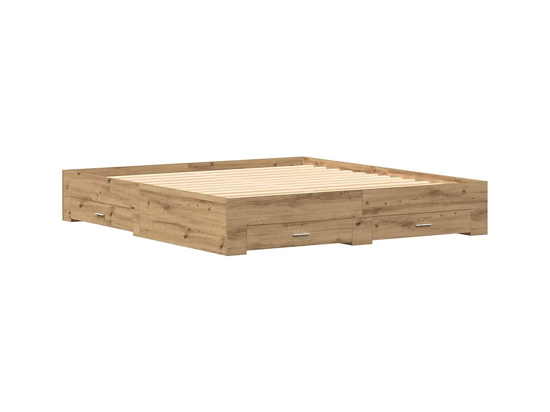 Bedframe met lades, handgemaakt eikenhout, 180 x 200 cm