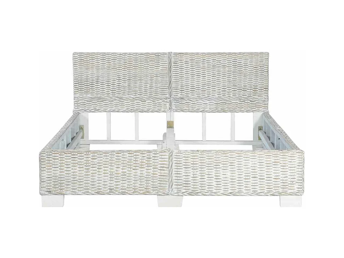 Estructura de cama sin colchón Ratán natural gris 140x200 cm