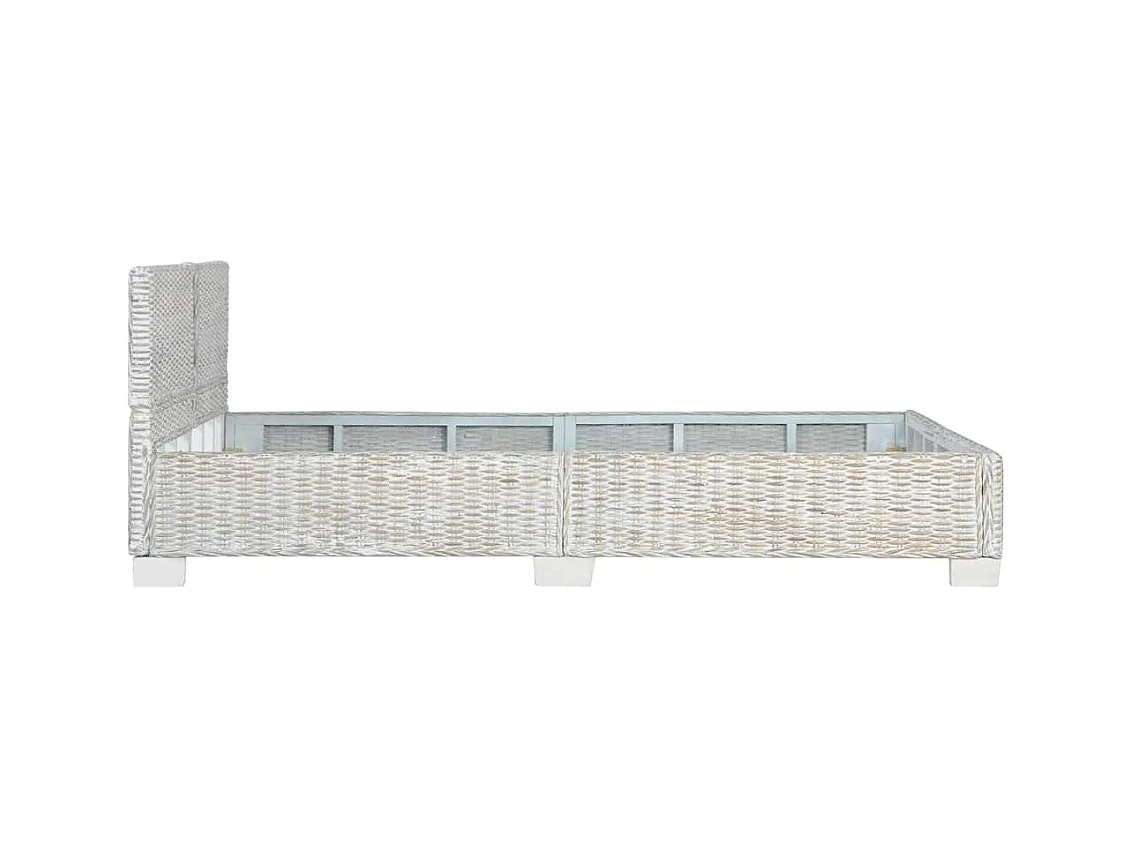 Estructura de cama sin colchón Ratán natural gris 140x200 cm