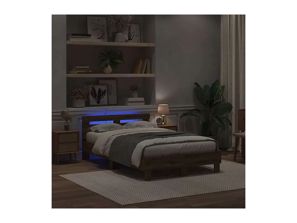 Handgemaakt eikenhouten bedframe 135 x 190 cm, bewerkt hout