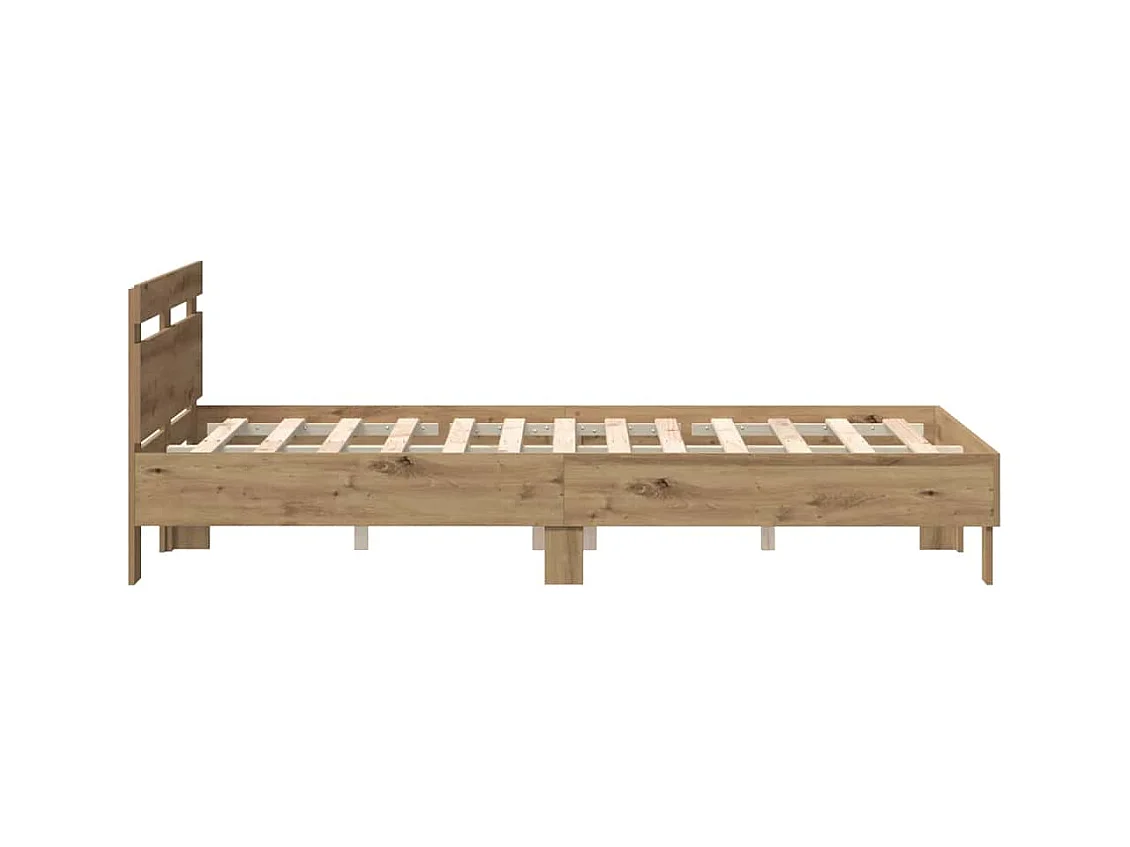 Handgemaakt eikenhouten bedframe 135 x 190 cm, bewerkt hout
