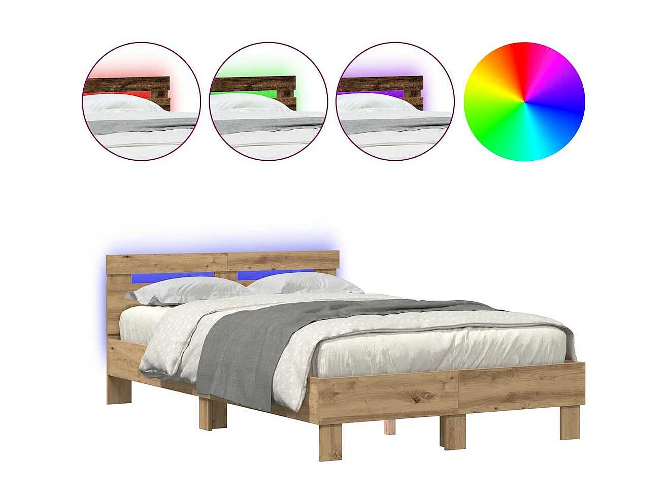 Handgemaakt eikenhouten bedframe 135 x 190 cm, bewerkt hout