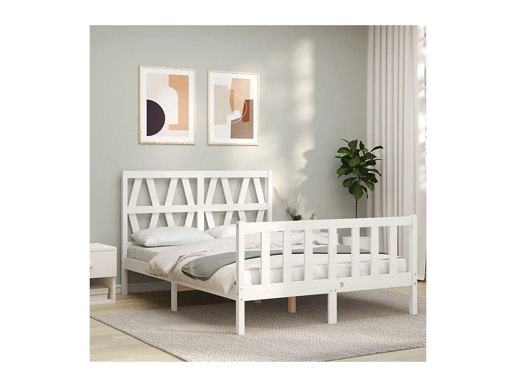 Bedframe zonder matras wit massief grenenhout