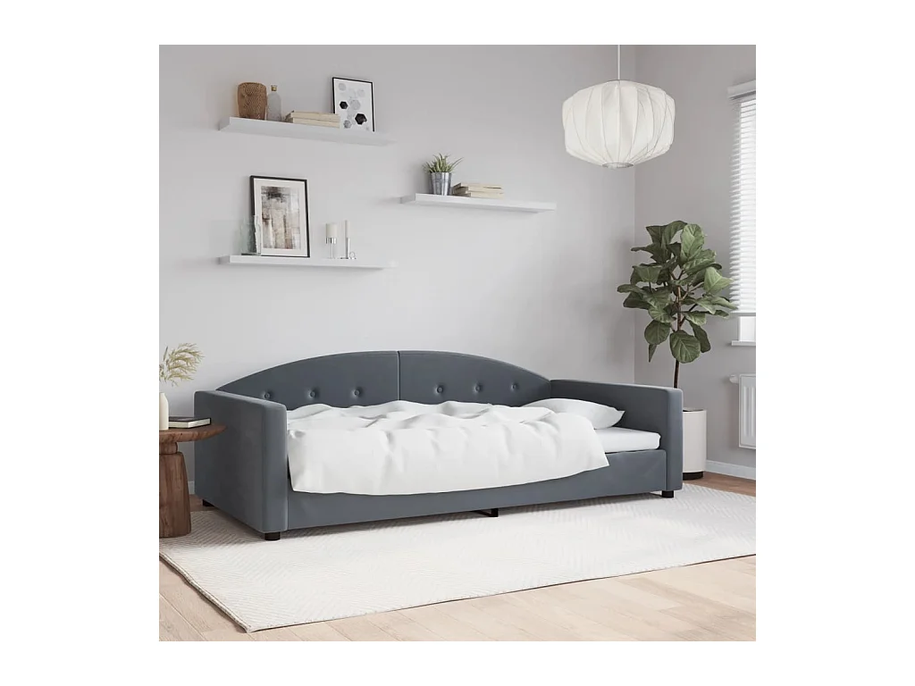 Dagbed zonder matras donkergrijs 100x200 cm fluweel