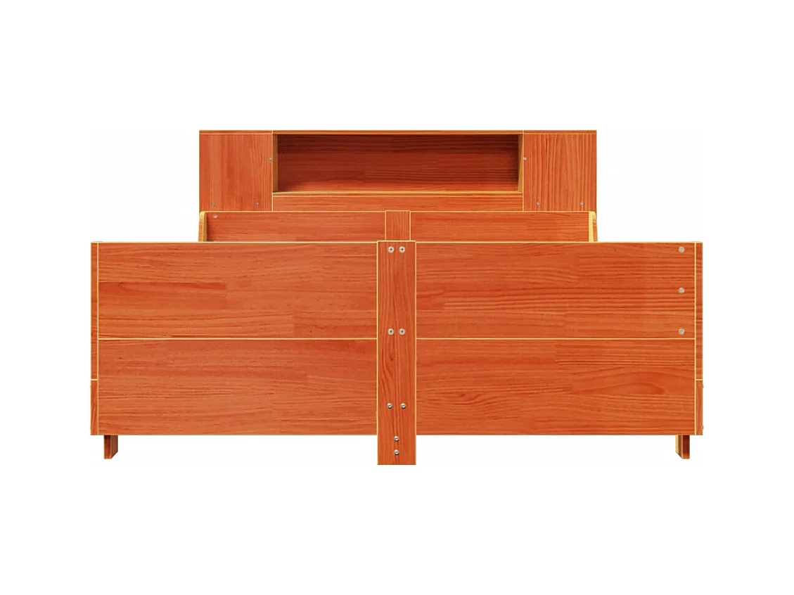 Struttura letto senza materasso, cera marrone, 140x200cm, legno massello di pino