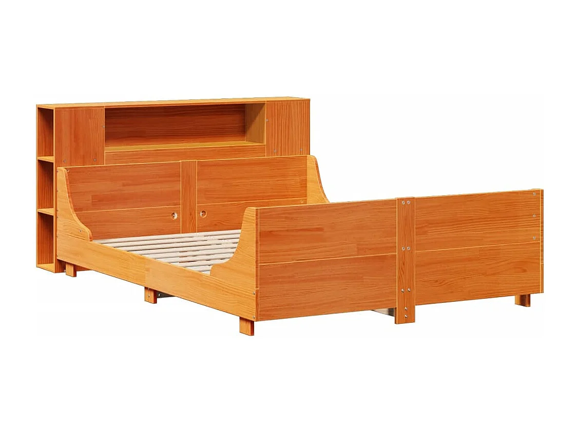 Bedframe zonder matras, bruine was, 140x200cm, massief grenenhout