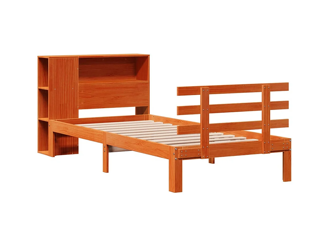 Boekenkastbed zonder matras, bruine was, 100x200 cm, massief grenen