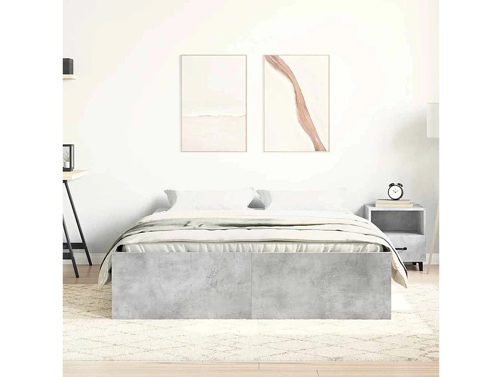 Estructura de cama sin colchón hormigón gris 135x190 cm