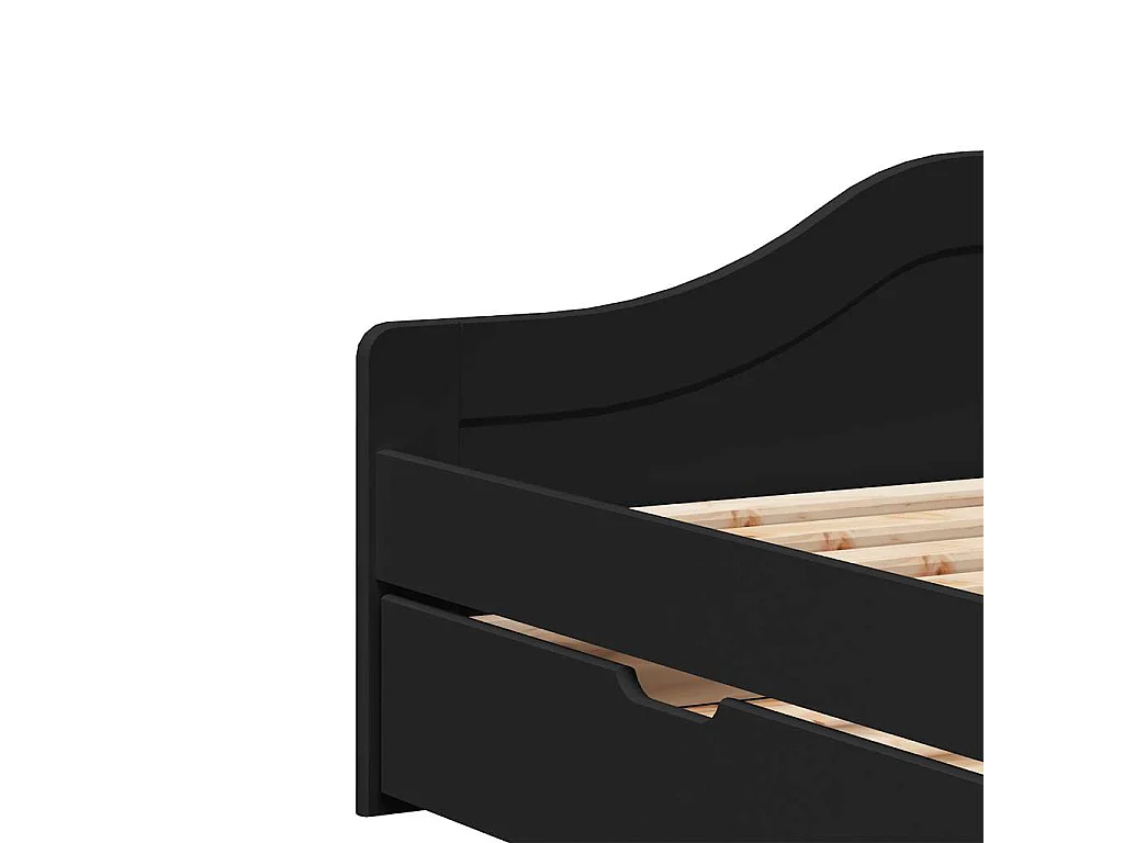 Tagesbett mit 2 Schubladen ohne Matratze IRUN schwarz 90x200 cm