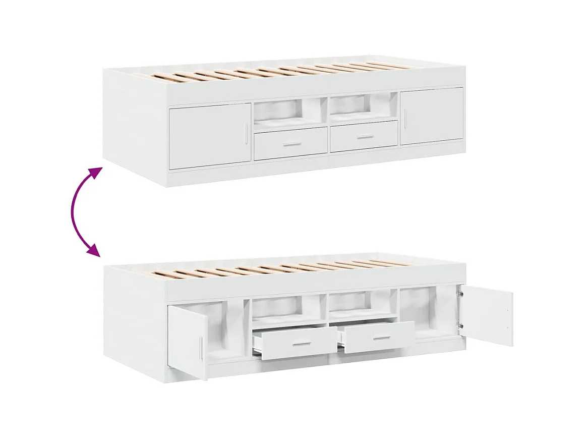 Dagbed met lades zonder matras wit 90x200 cm