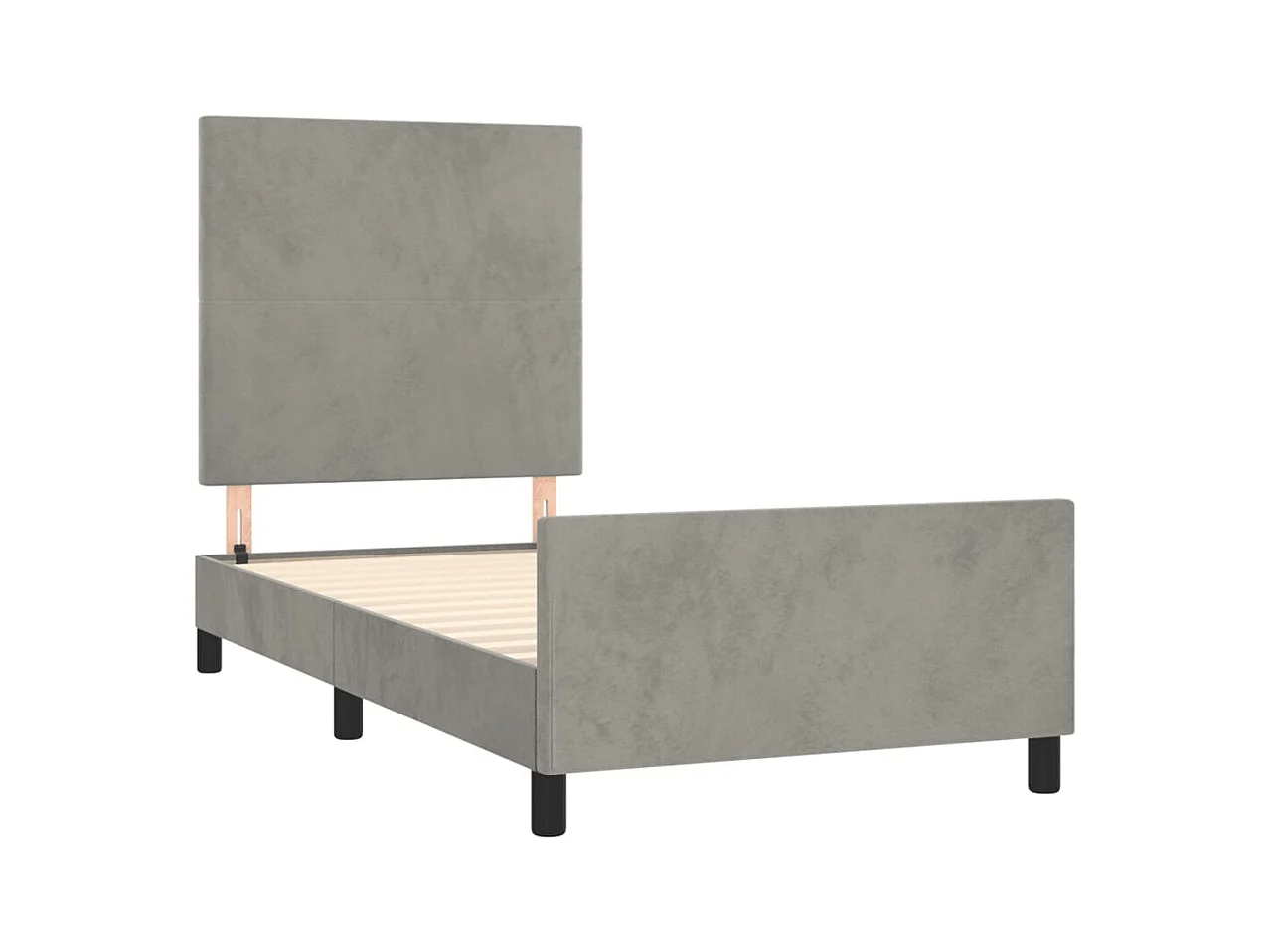 Struttura letto senza materasso grigio chiaro 90x190 cm velluto