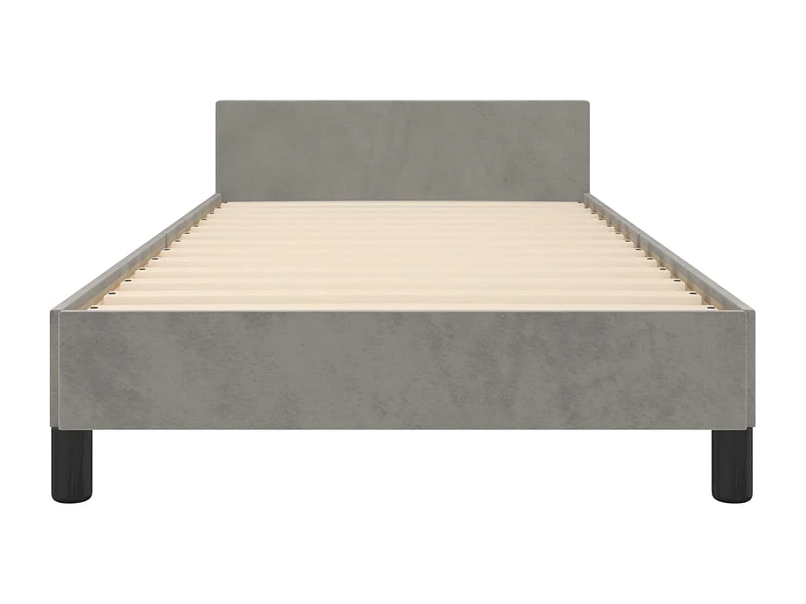 Cadre de lit sans matelas gris clair 90x190 cm velours