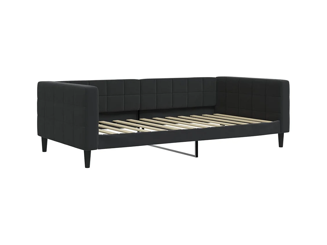 Divano letto con materasso in velluto nero 100x200 cm