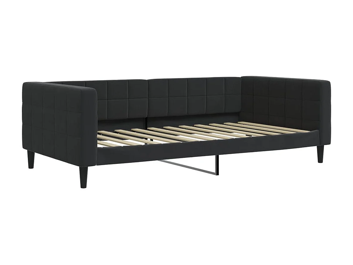 Divano letto con materasso in velluto nero 100x200 cm