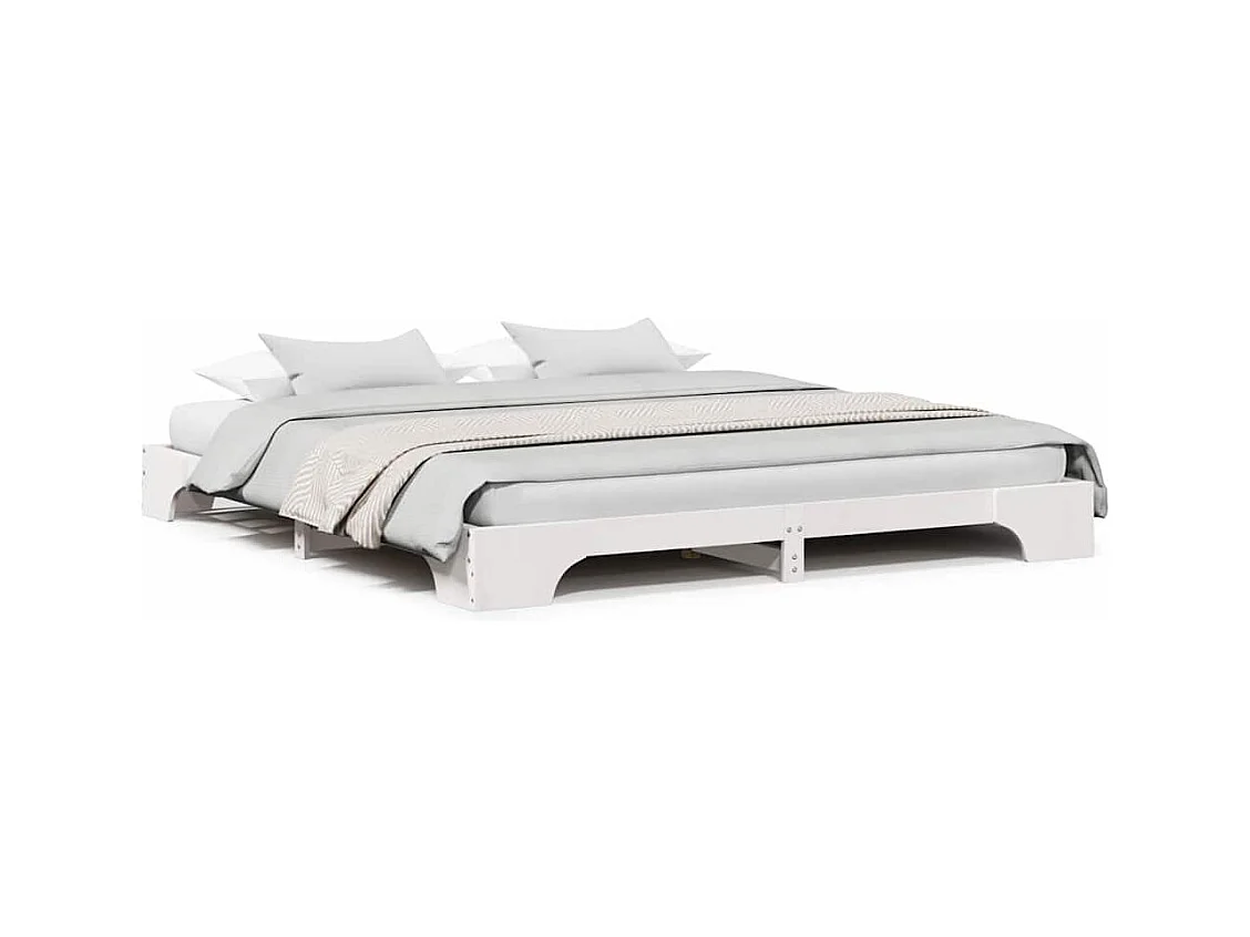 Wit bedframe 180 x 200 cm Massief grenenhout