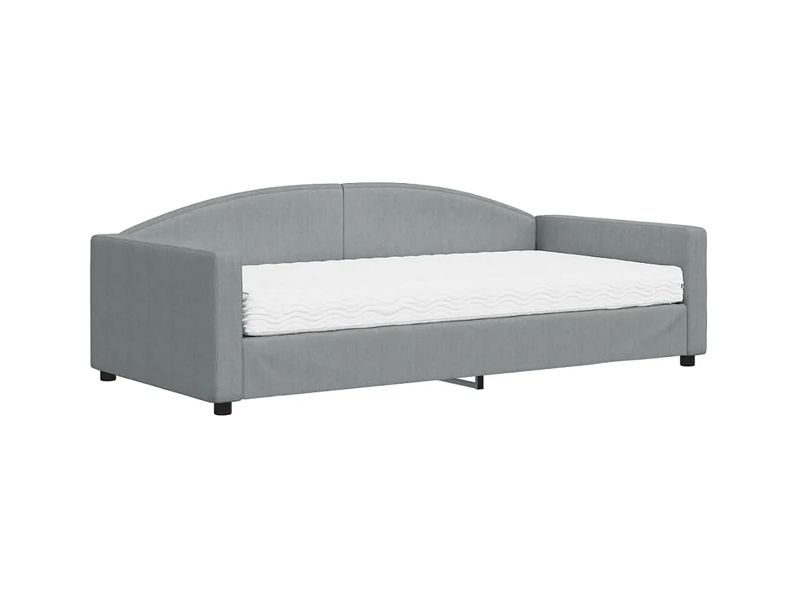 Tagesbett mit hellgrauer Matratze 100x200 cm Stoff