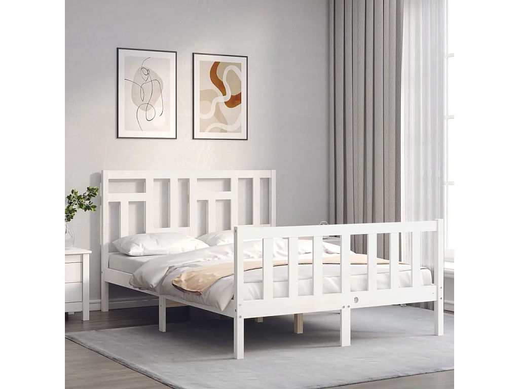 Cadre de lit sans matelas blanc 120x200 cm bois de pin massif