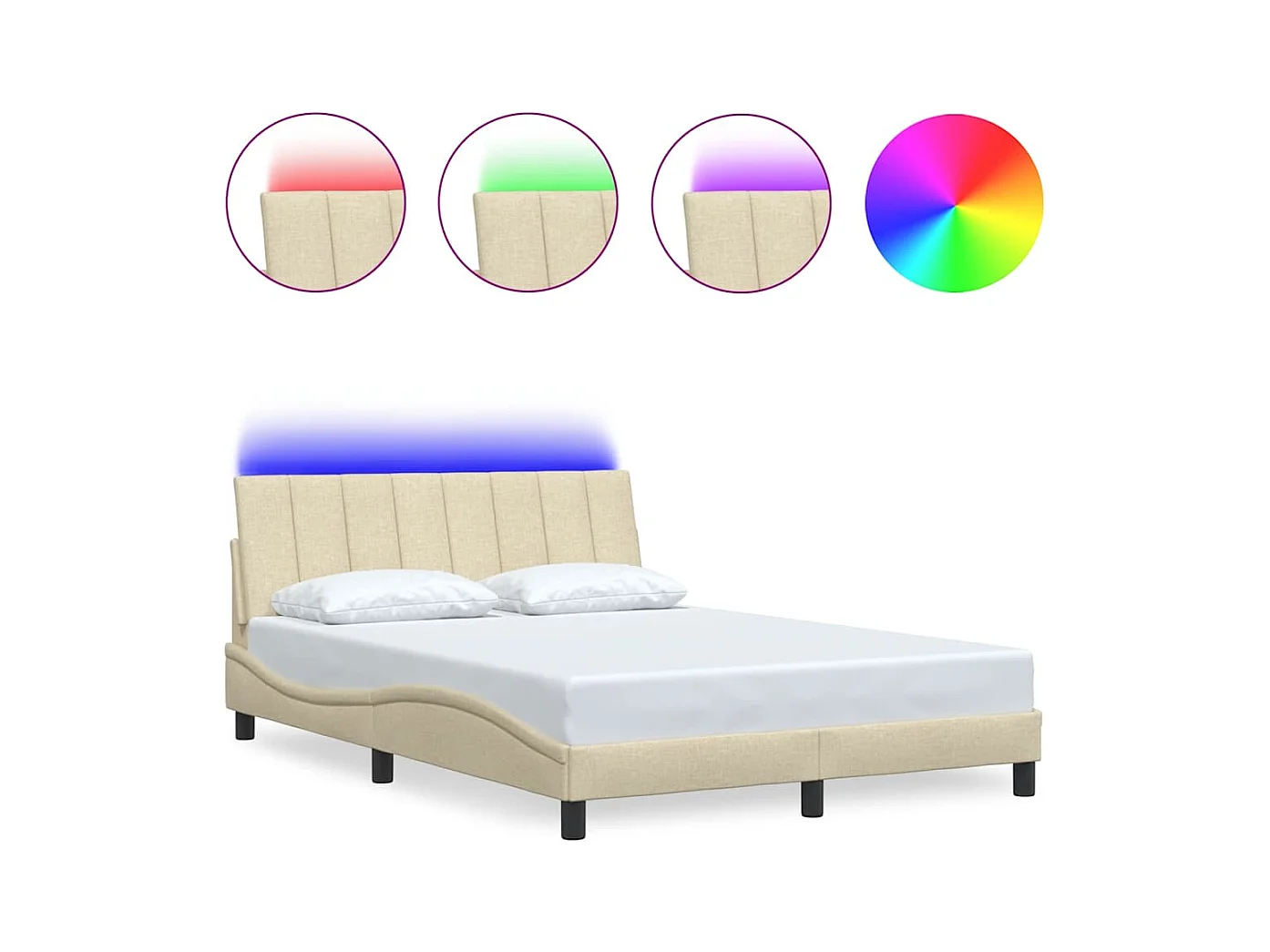 Bettgestell ohne Matratze creme 140x190 cm Stoff