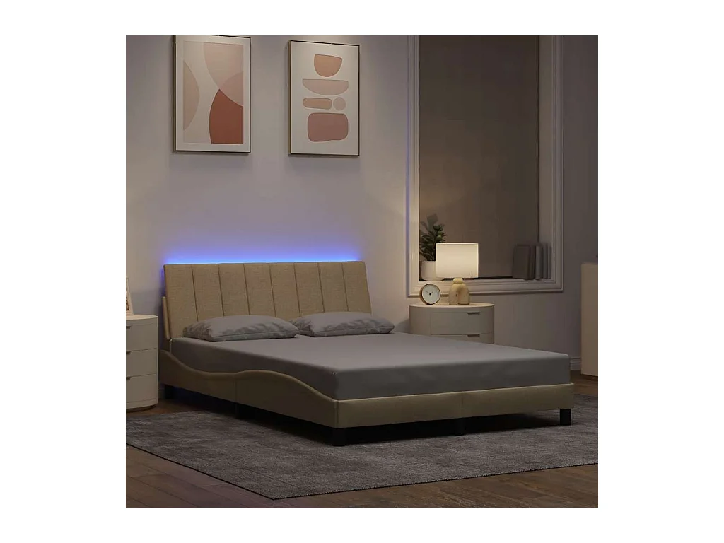 Bettgestell ohne Matratze creme 140x190 cm Stoff