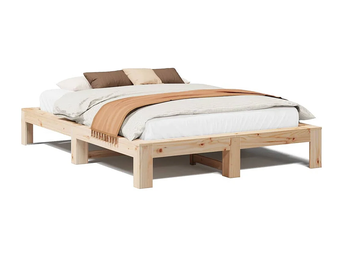 Estructura de cama sin colchón 140x200 cm madera maciza de pino