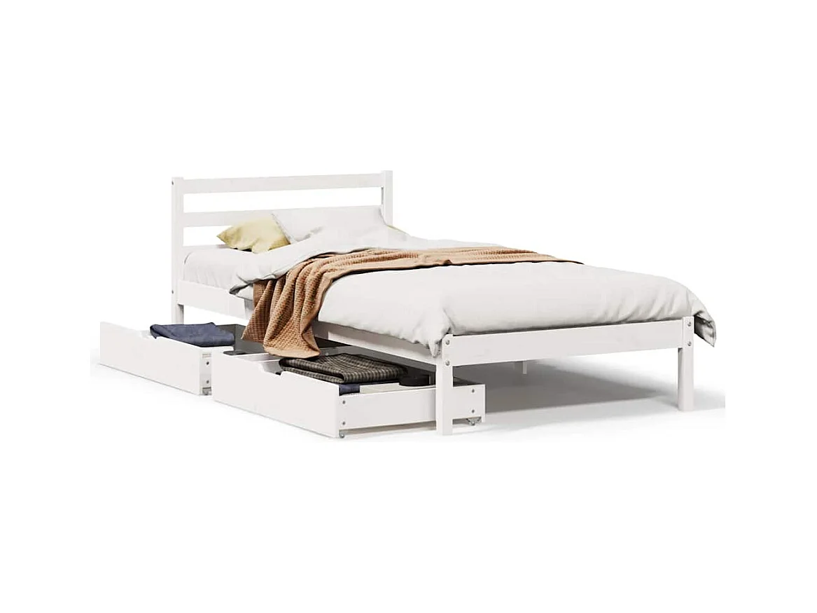 Bedframe zonder matras wit 90x190 cm massief grenenhout