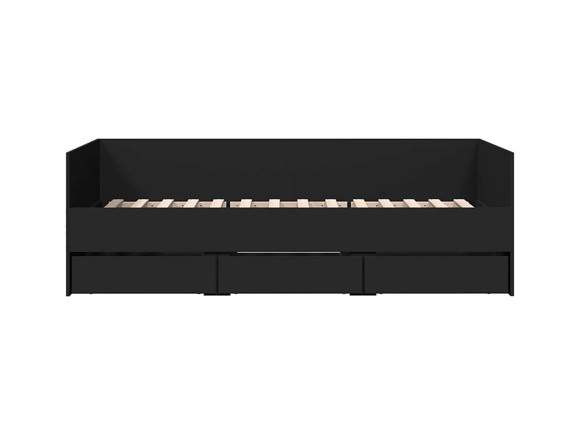 Cama de día con cajones sin colchón negro 90x200 cm