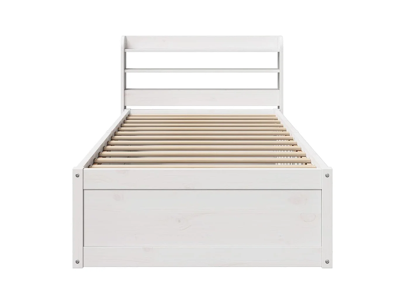 Struttura letto e testiera bianca 100x200 cm in legno massello di pino