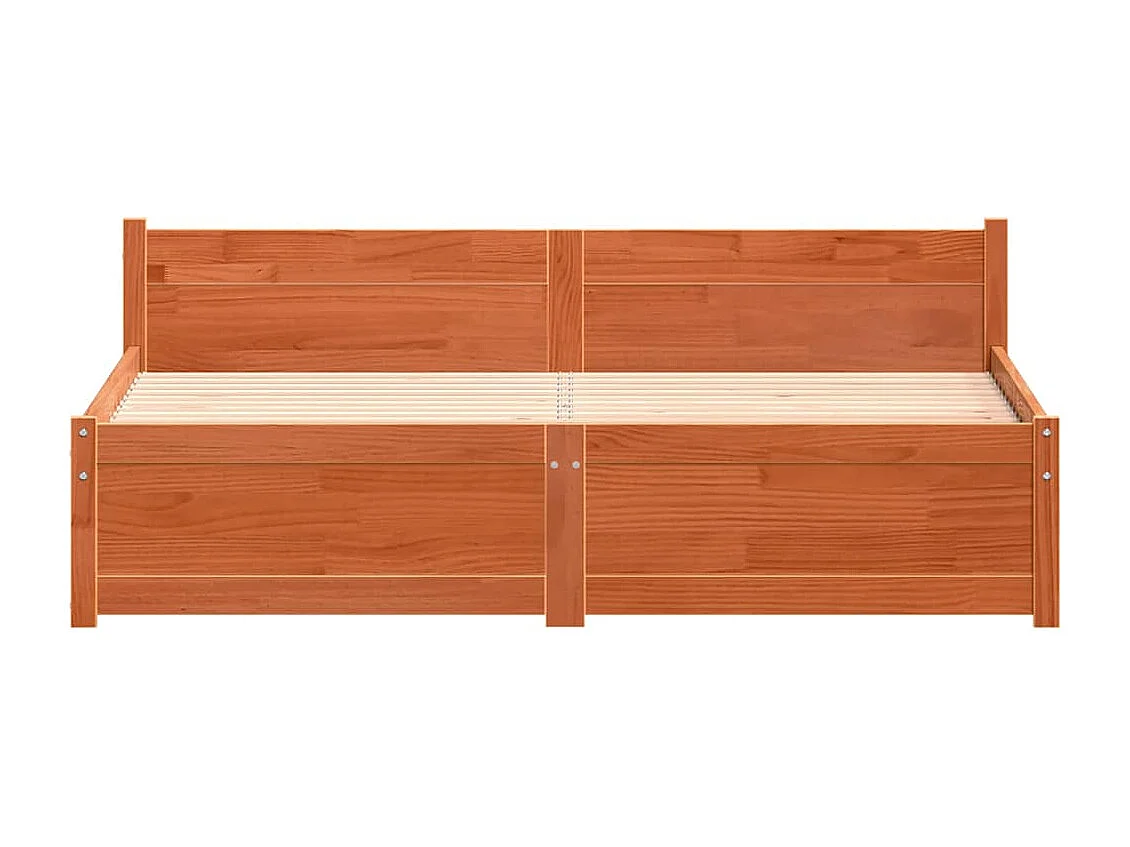 Struttura letto in cera marrone 160 x 200 cm Legno massello di pino