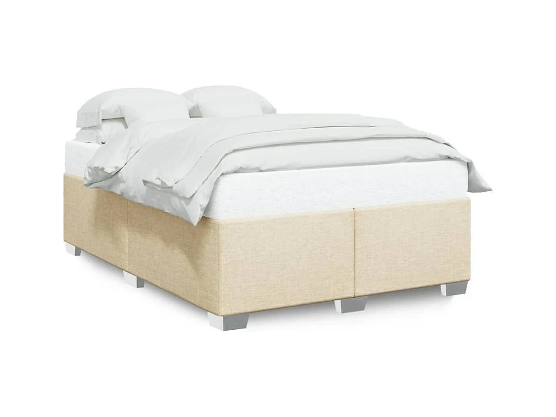 Estructura de cama sin colchón tela crema 160x200 cm