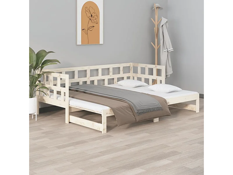 Schuifbed zonder matras massief grenenhout 2x(90x200) cm