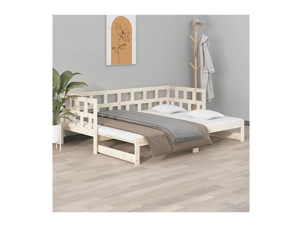Lit coulissant sans matelas bois de pin massif 2x(90x200) cm