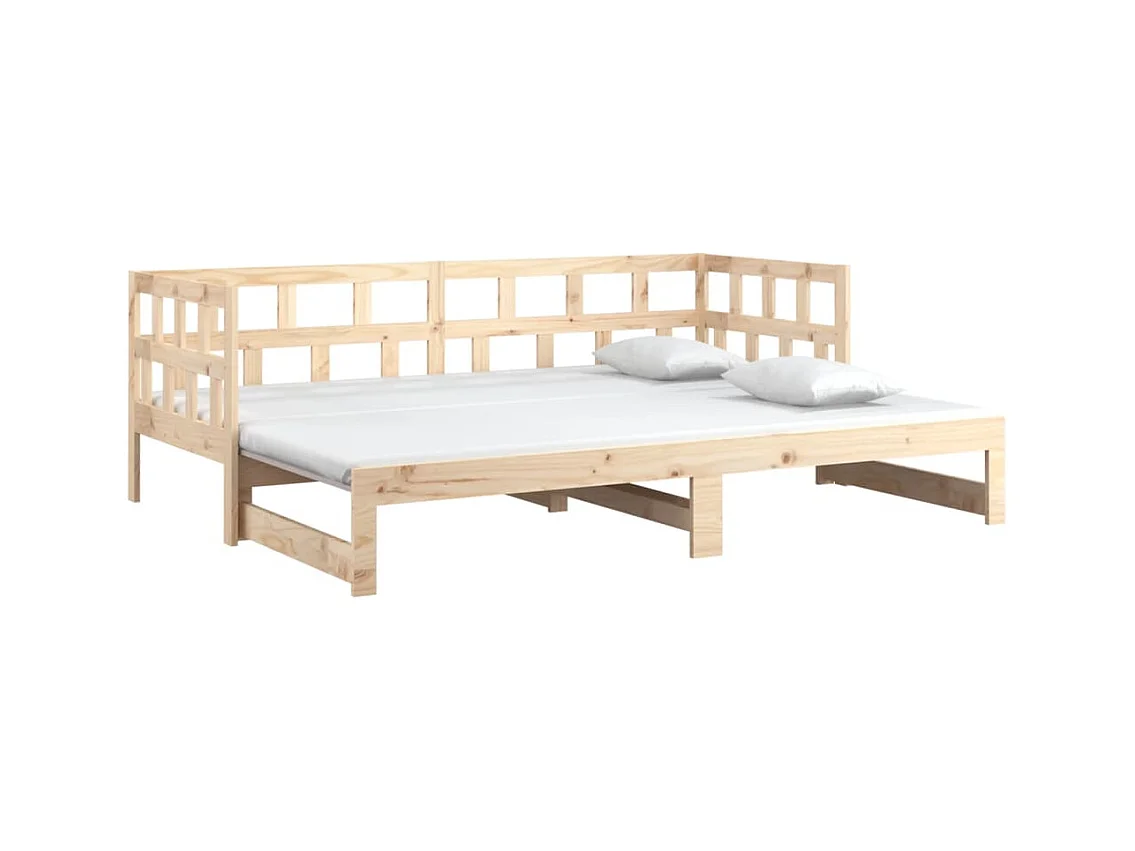 Lit coulissant sans matelas bois de pin massif 2x(90x200) cm