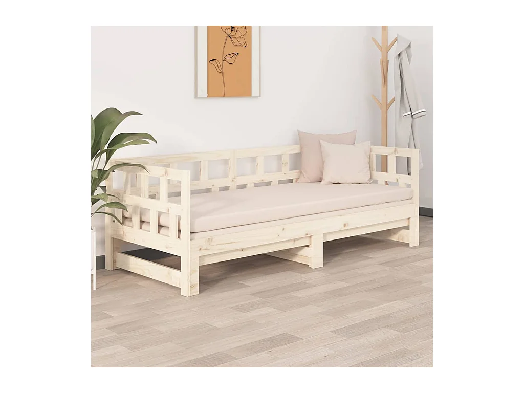 Lit coulissant sans matelas bois de pin massif 2x(90x200) cm
