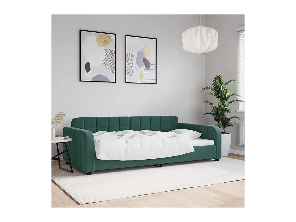Lit de repos sans matelas vert foncé 100x200 cm velours