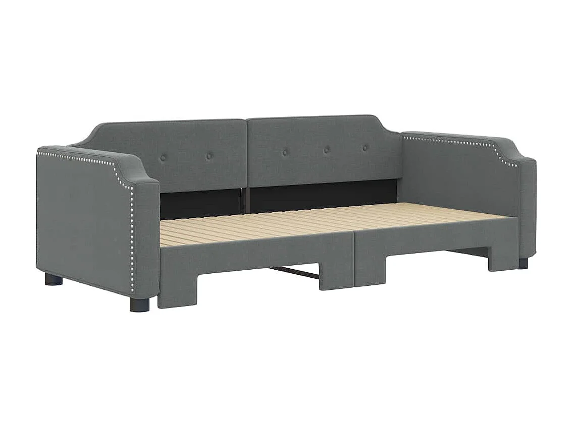 Lit de jour avec gigogne sans matelas gris foncé 90x200 cm