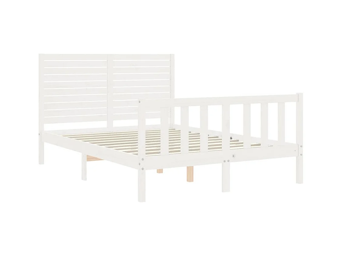 Struttura letto senza materasso bianco 140x200 cm in legno massello di pino