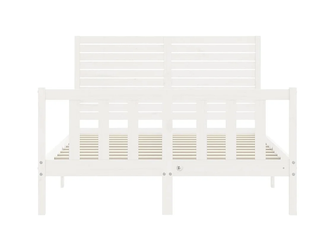 Estructura de cama sin colchón blanca 140x200 cm madera maciza de pino