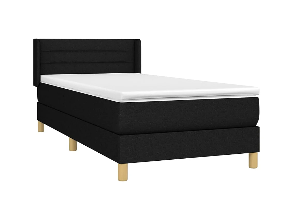 Sommier à lattes de lit avec matelas Noir 90x200 cm Tissu
