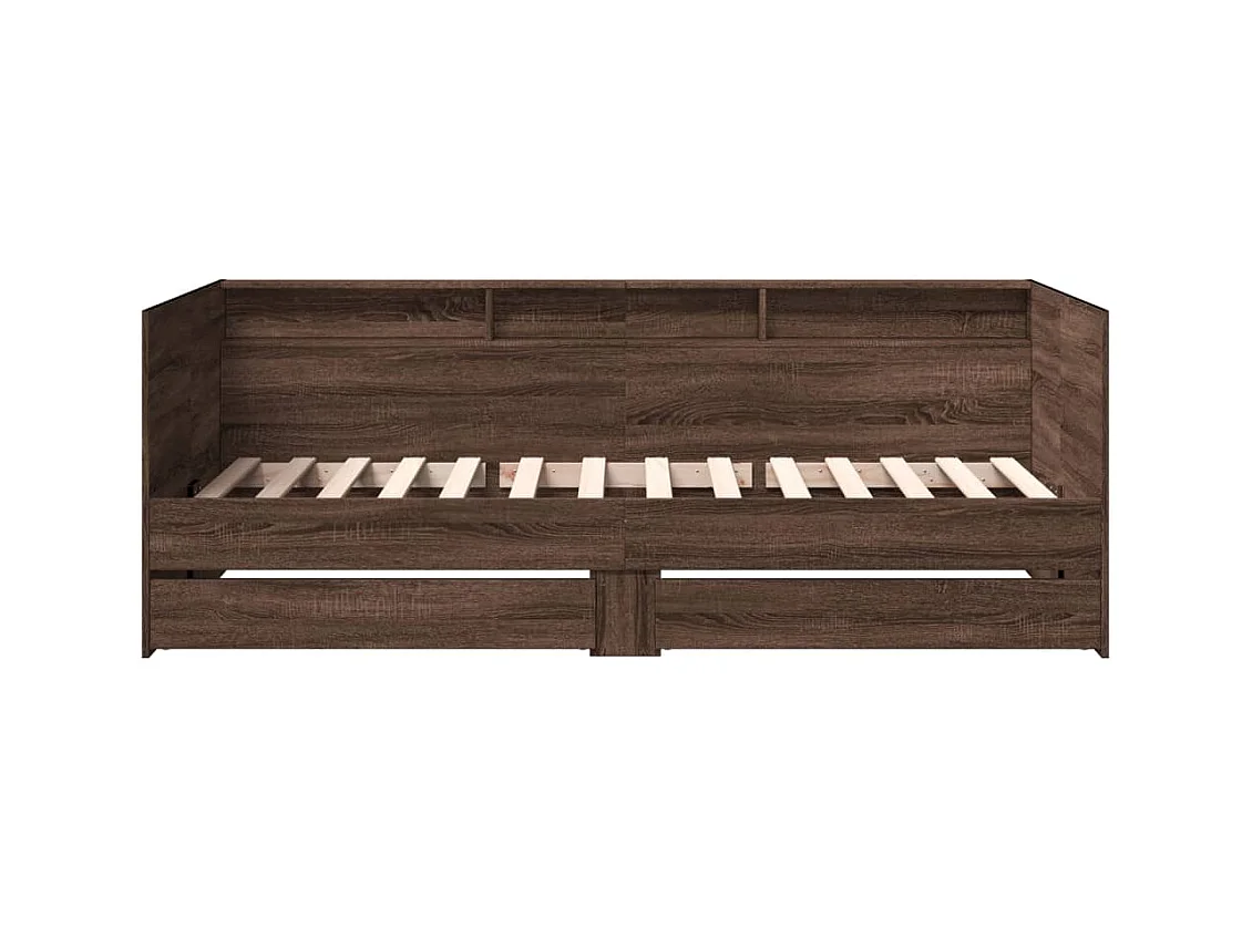 Cama de día con cajones sin colchón roble marrón 75x190 cm