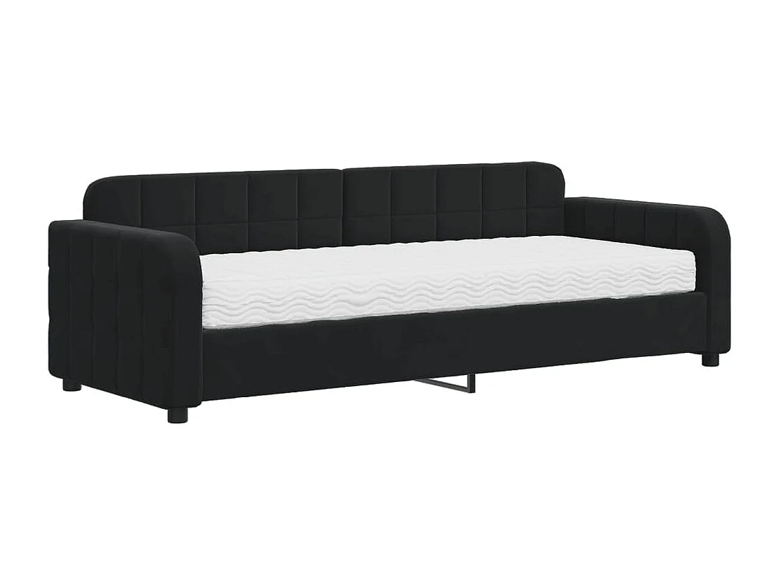 Lit de jour avec matelas noir 80x200 cm velours