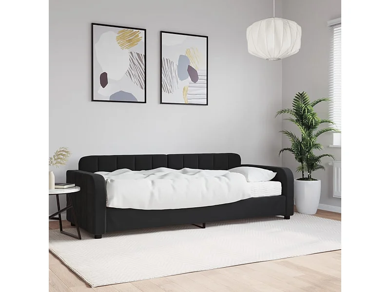 Lit de jour avec matelas noir 80x200 cm velours