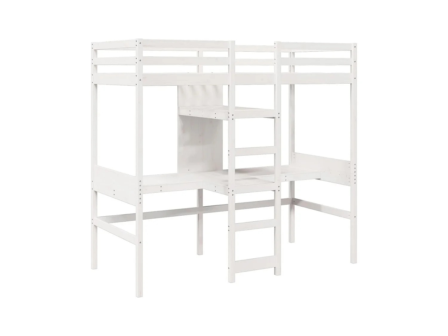 Struttura letto a castello senza materasso bianco 75x190 cm pino massello