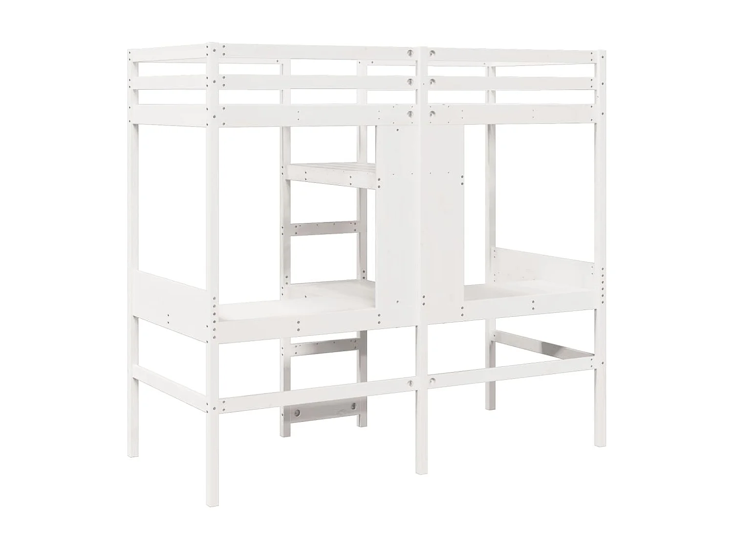 Struttura letto a castello senza materasso bianco 75x190 cm pino massello