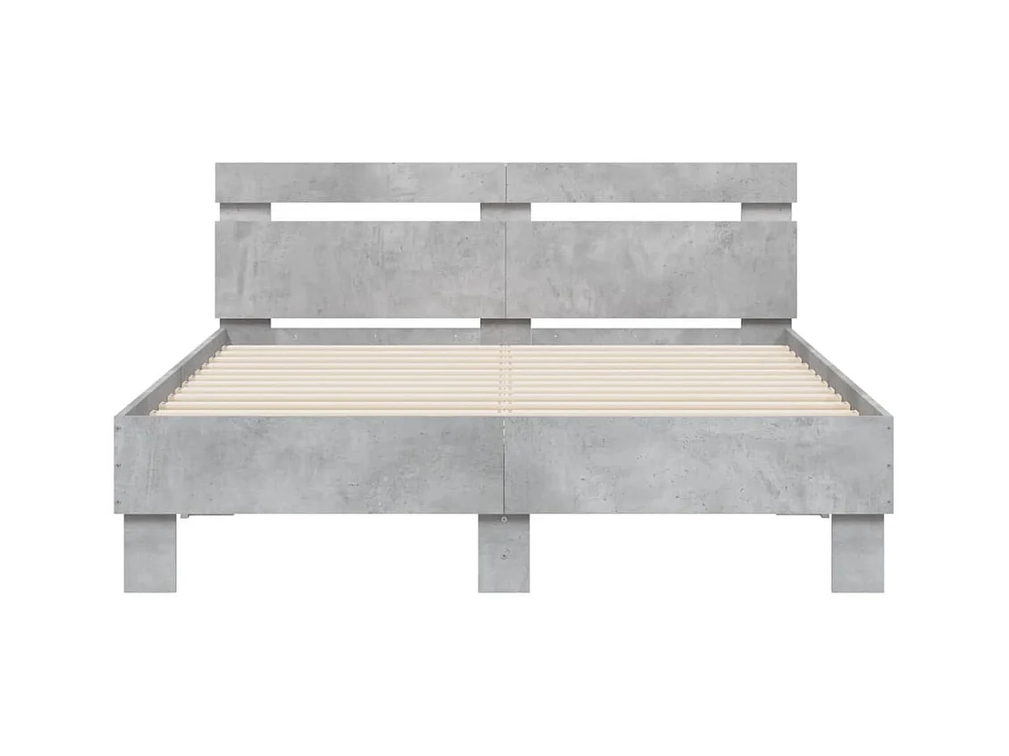 Bedframe met LED zonder matras betongrijs 135x190 cm