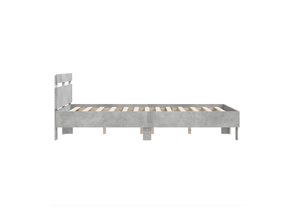Bedframe met LED zonder matras betongrijs 135x190 cm