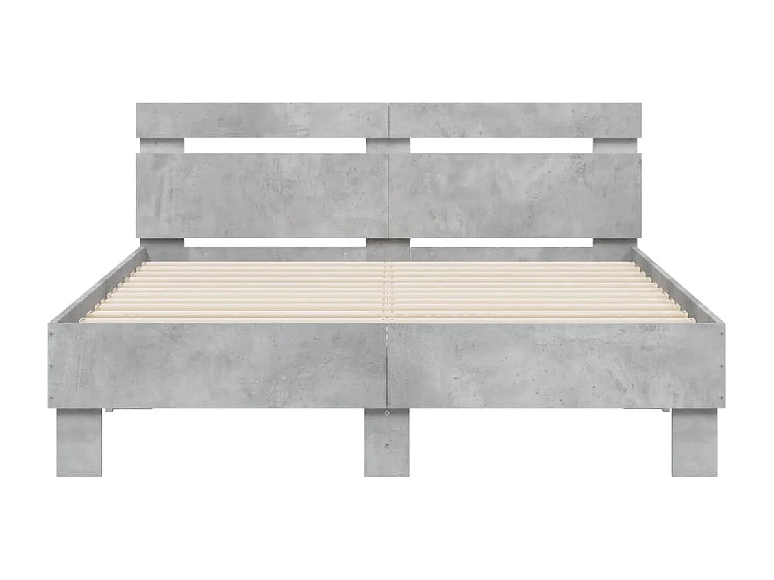Cadre de lit avec LED sans matelas gris béton 135x190 cm