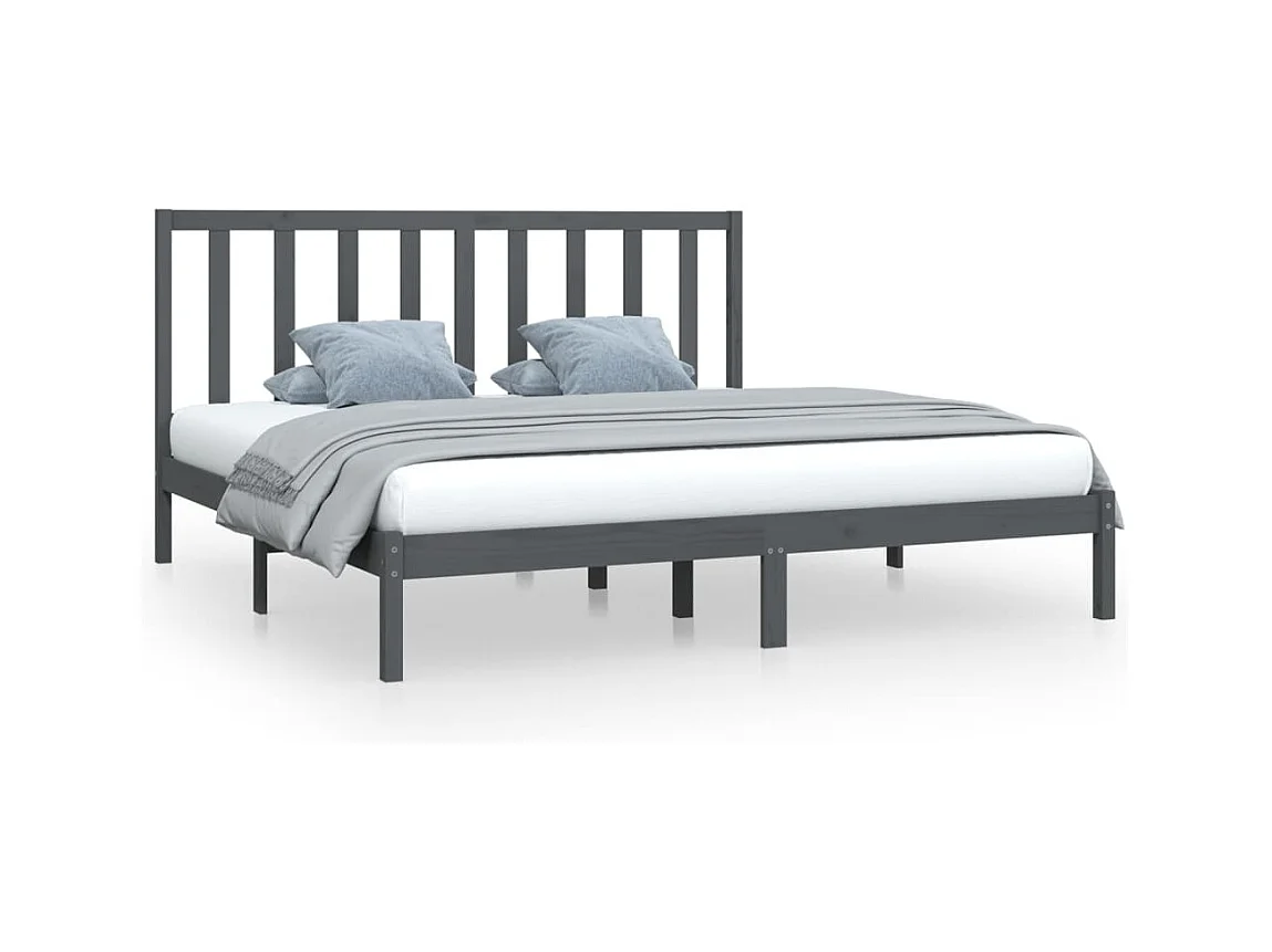 Cadre de lit sans matelas bois massif de pin gris 200x200 cm